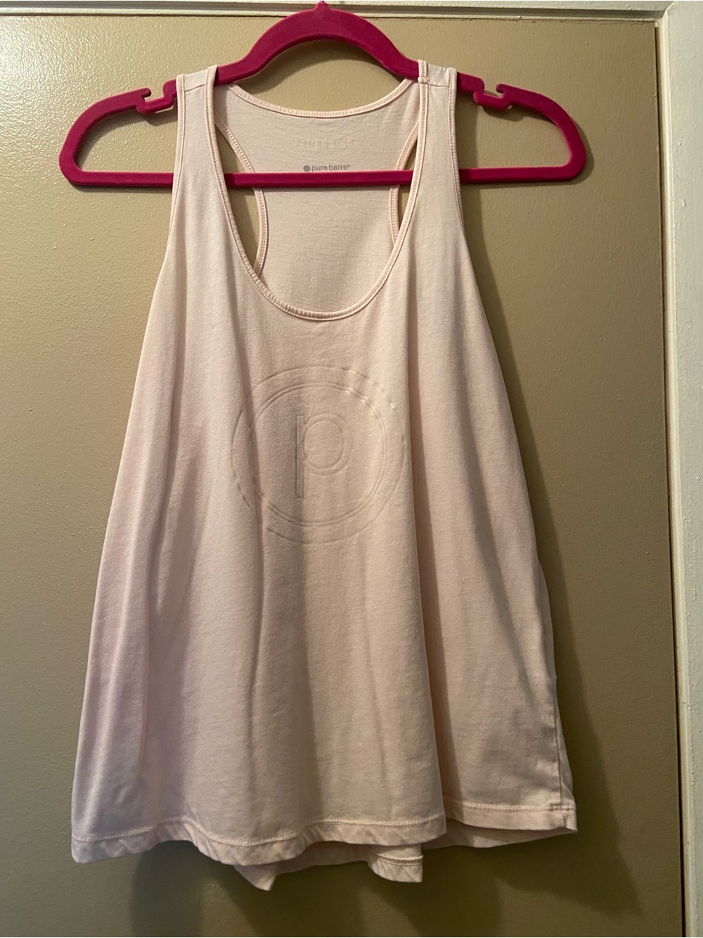 Pure Barre Pale Pink Embossed Logo Tank! Medium! EUC!